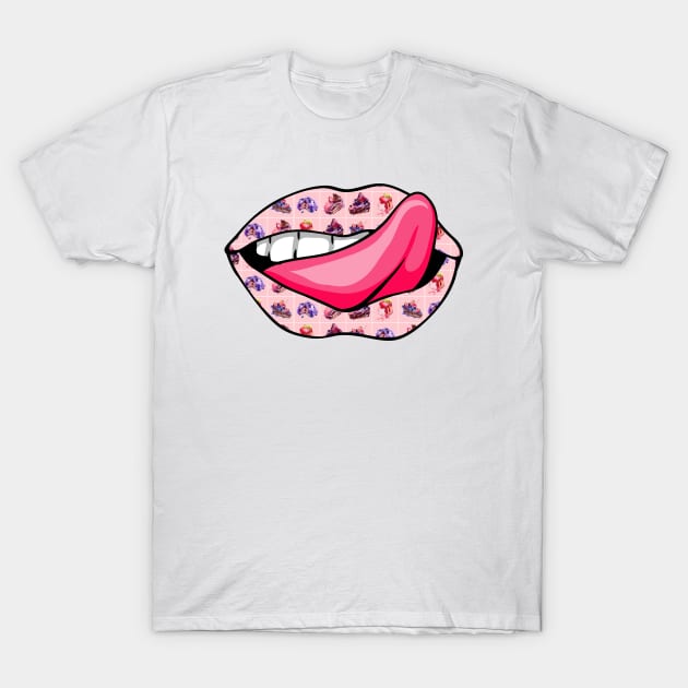 PASTRY AND CAKES LIPS WITH PINK TONGUE T-Shirt by iskybibblle